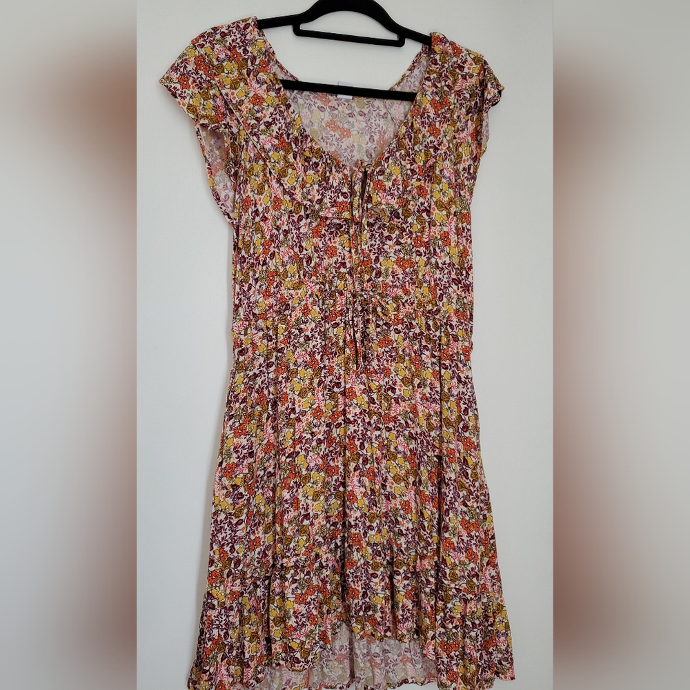 Old Navy Cottagecore Fall Colors Floral Midi Dress, L, 14-16